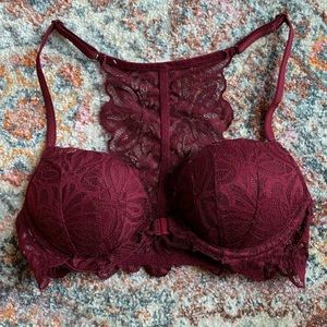 Maroon PINK Victoria’s Secret padded bralette 32B